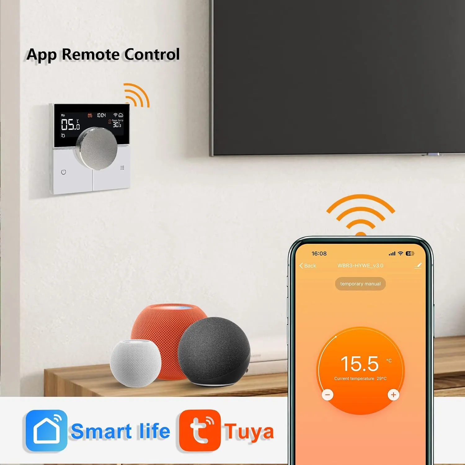 KETOTEK Termostato Calefacción WiFi para Caldera de Agua y Gas, Termostato Inteligente Programmabile 3A Compatible con Alexa Con