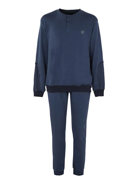 Nazareno Gabrielli Pijama de algodón interlock de color liso para hombre.